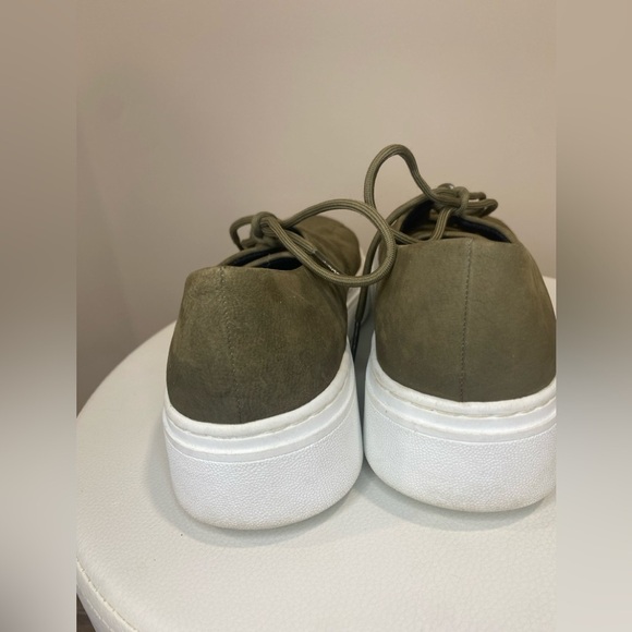 Eileen Fisher Prescot Sneaker 6.5 Olive Green Nubuck Platform Lace-Up Shoes - Picture 6 of 9